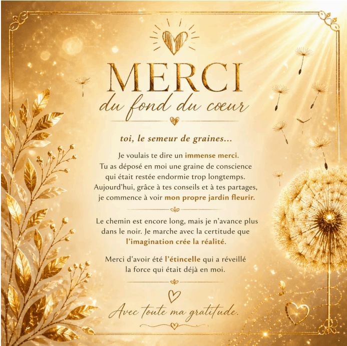 Cece — Merci du fond du cœur, toi le semeur de graines